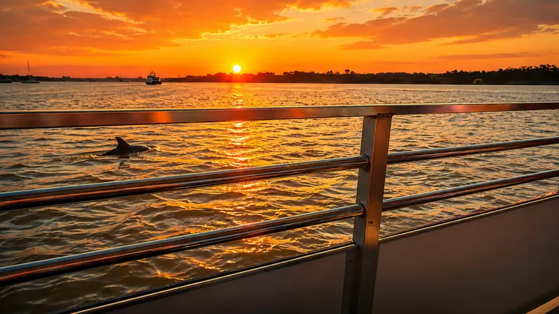 Savannah: Sunset Dolphin Watching Eco Tour by Boat
